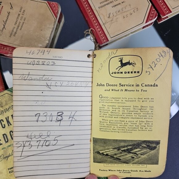 1940s-50s John Deere Farmer's Pocket Ledgers 7pc Collection Lot Amazing! Canada - Picture 12 of 13
